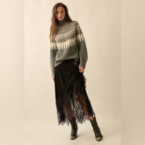 Promesa Black Asymmetrical Lace Skirt